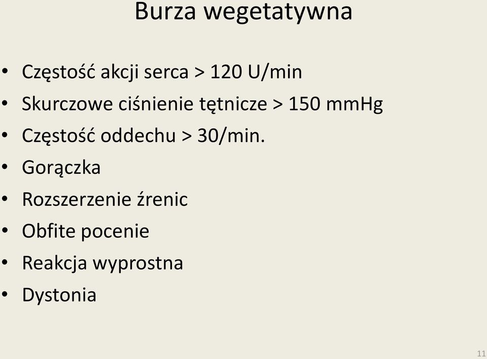 Częstość oddechu > 30/min.