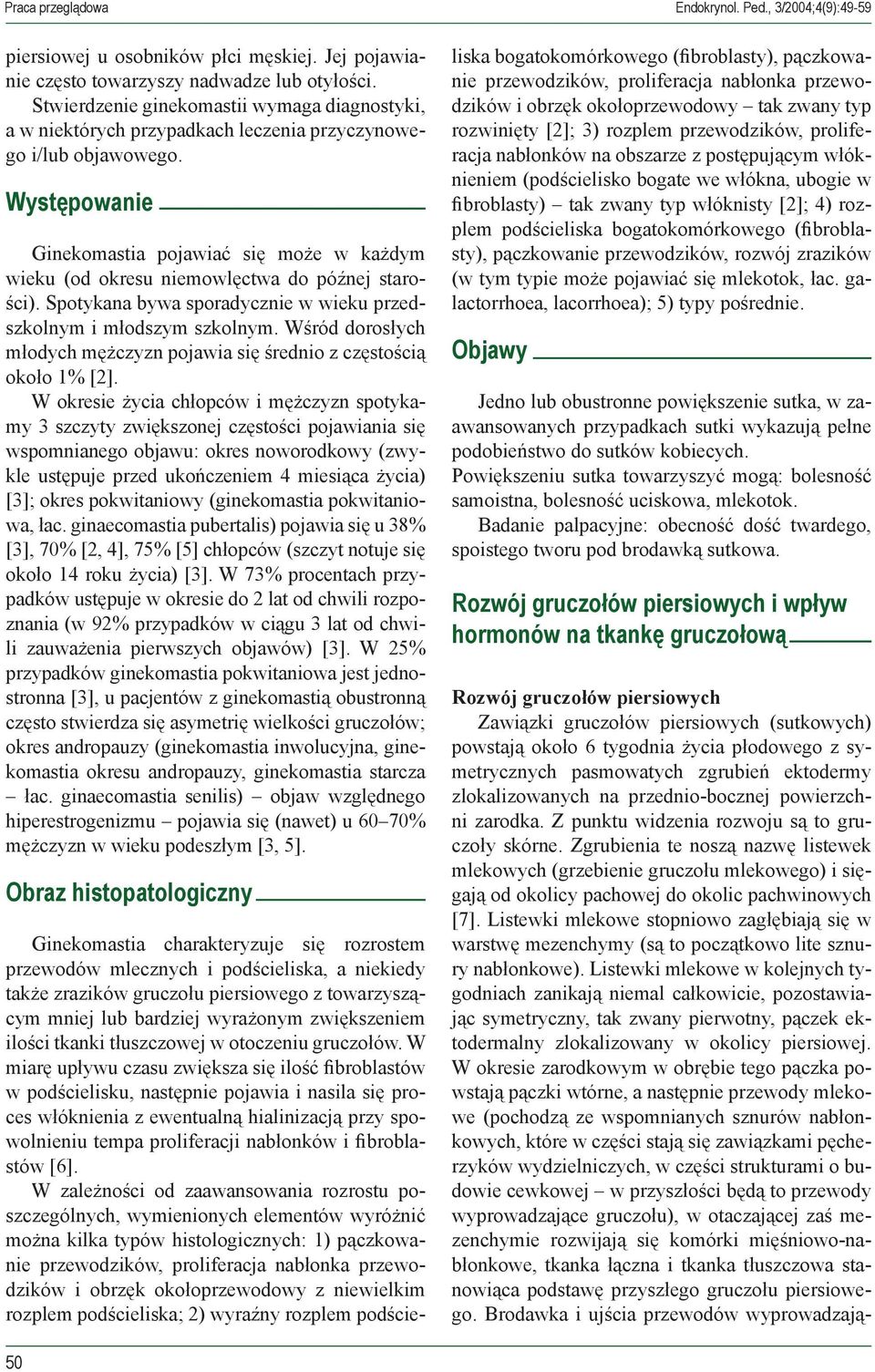 Występowanie Ginekomastia pojawiać się może w każdym wieku (od okresu niemowlęctwa do późnej starości). Spotykana bywa sporadycznie w wieku przedszkolnym i młodszym szkolnym.