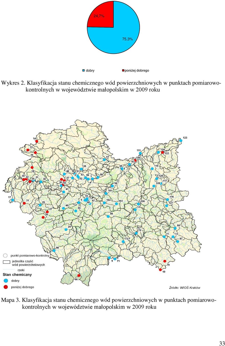 pomiarowokontrolnych w województwie małopolskim w 2009 roku Mapa 3.
