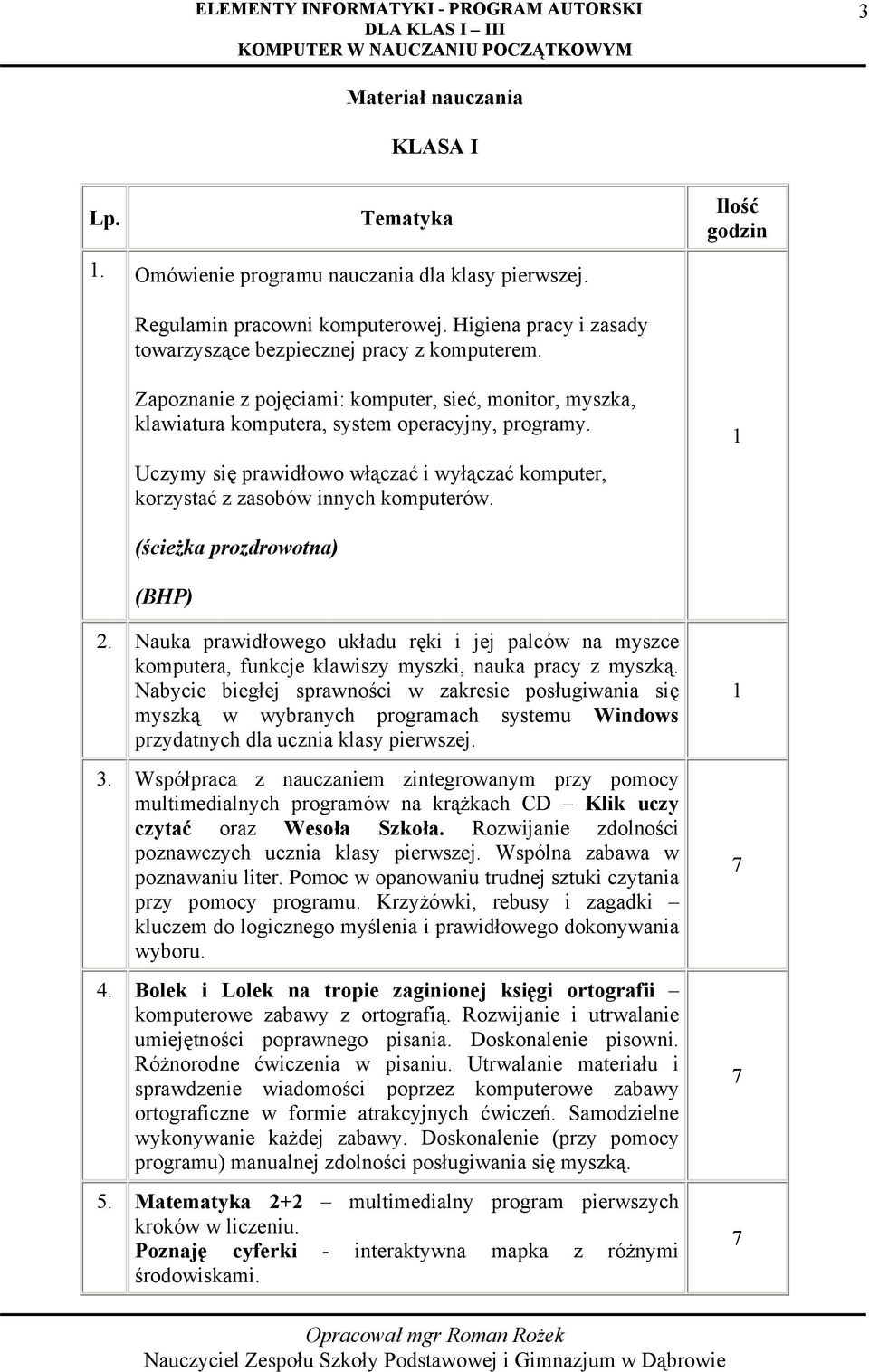 Uczymy się prawidłowo włączać i wyłączać komputer, korzystać z zasobów innych komputerów. (ścieżka prozdrowotna) (BHP) 2.