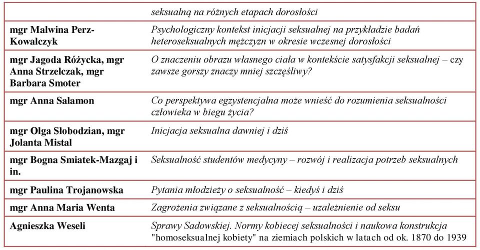 okresie wczesnej dorosłości O znaczeniu obrazu własnego ciała w kontekście satysfakcji seksualnej czy zawsze gorszy znaczy mniej szczęśliwy?