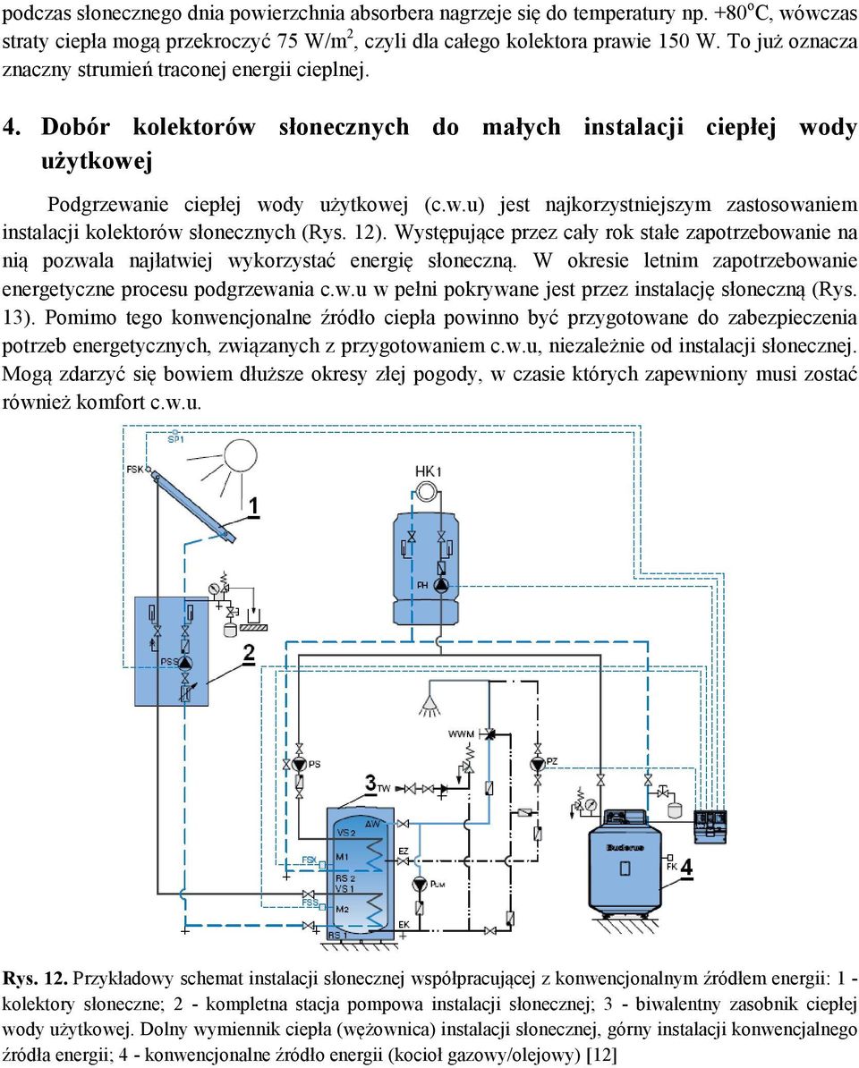 12). Występujące przez cały rok stałe zapotrzebowanie na nią pozwala najłatwiej wykorzystać energię słoneczną. W okresie letnim zapotrzebowanie energetyczne procesu podgrzewania c.w.u w pełni pokrywane jest przez instalację słoneczną (Rys.