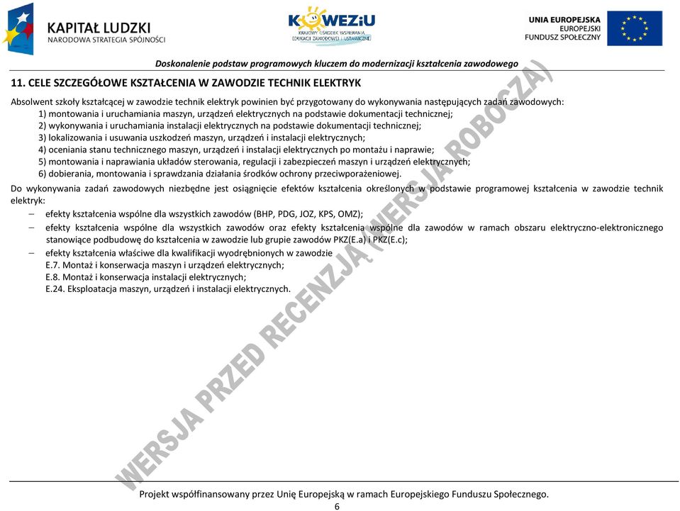 maszyn, urządzeń i instalacji ; 4) oceniania stanu technicznego maszyn, urządzeń i instalacji po montażu i naprawie; 5) montowania i naprawiania układów sterowania, regulacji i zabezpieczeń maszyn i