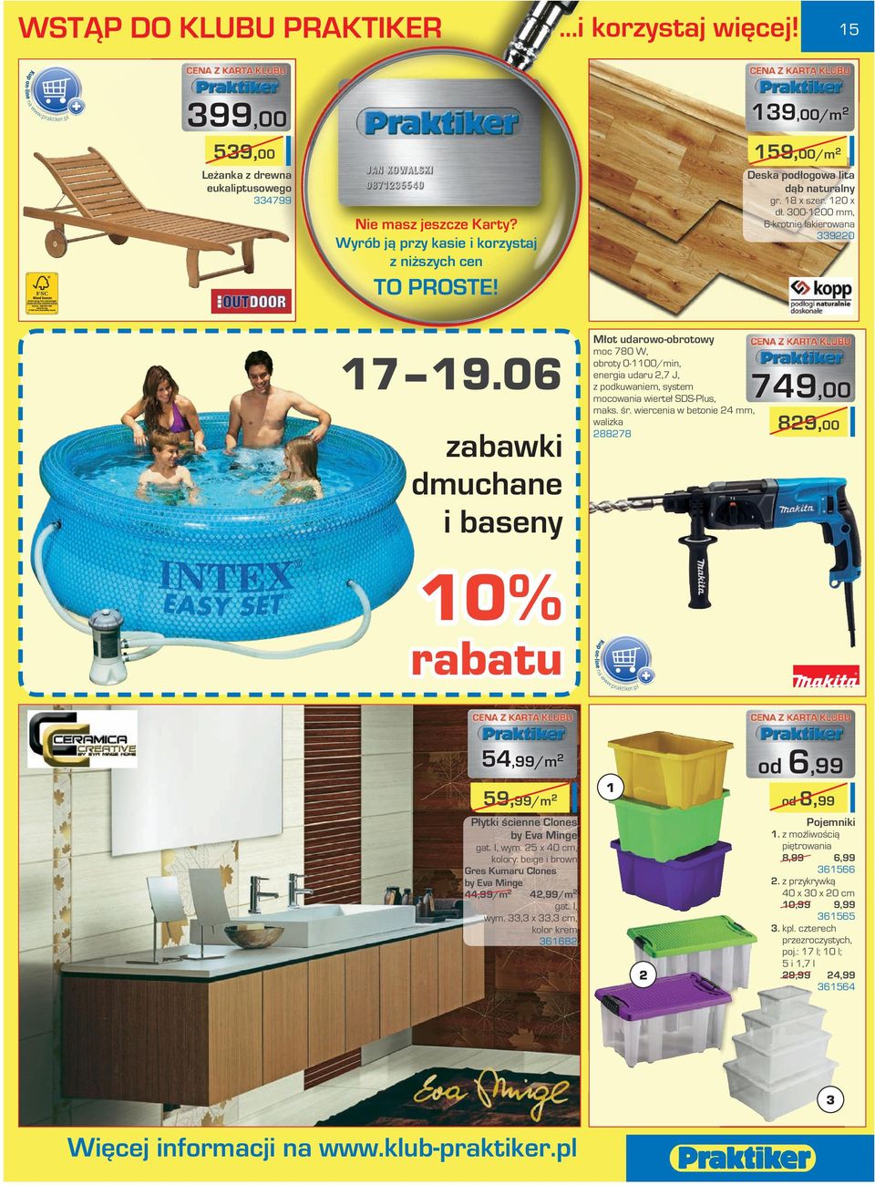 06 zabawki dmuchane i baseny 0% rabatu Młot udarowo-obrotowy moc 780 W, obroty 0-00/min, energia udaru,7 J, z podkuwaniem, system mocowania wierteł SDS-Plus, maks. śr.
