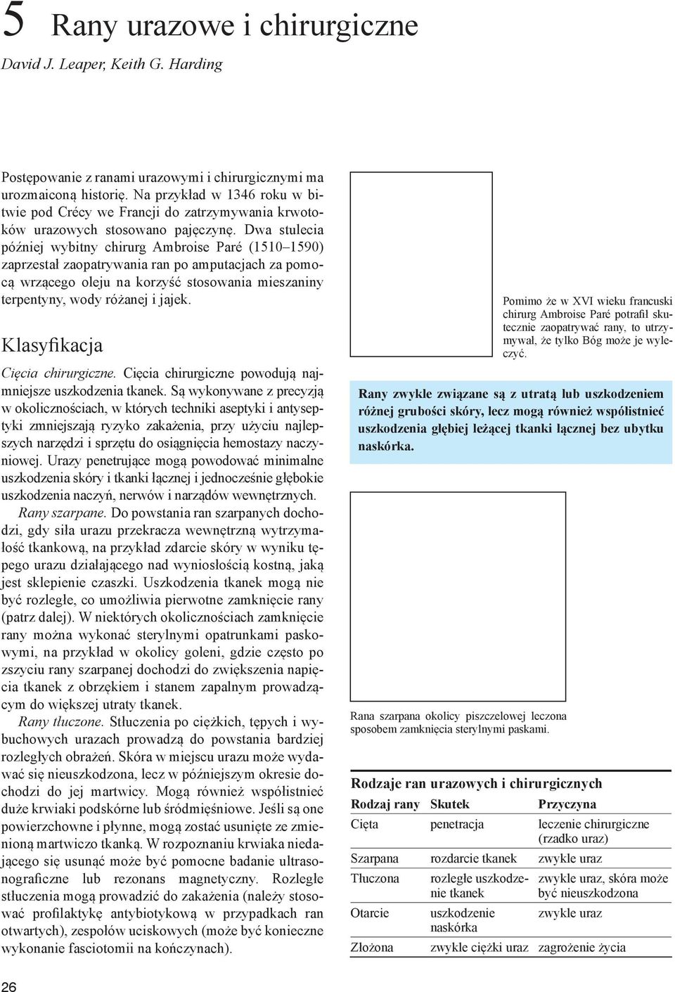 Dwa stulecia później wybitny chirurg Ambroise Paré (1510 1590) zaprzestał zaopatrywania ran po amputacjach za pomocą wrzącego oleju na korzyść stosowania mieszaniny terpentyny, wody różanej i jajek.