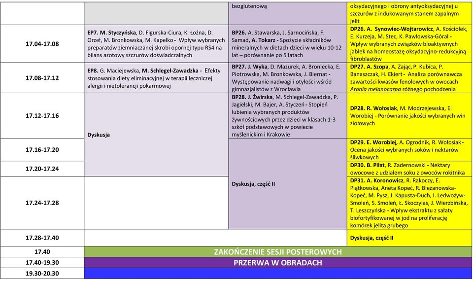 Schlegel-Zawadzka - Efekty stosowania diety eliminacyjnej w terapii leczniczej alergii i nietolerancji pokarmowej bezglutenową BP26. A. Stawarska, J. Sarnocińska, F. Samad, A.