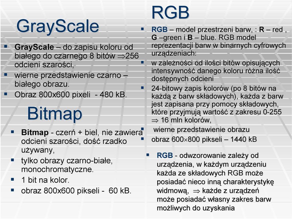 RGB RGB model przestrzeni barw,, : R red, G green i B blue.