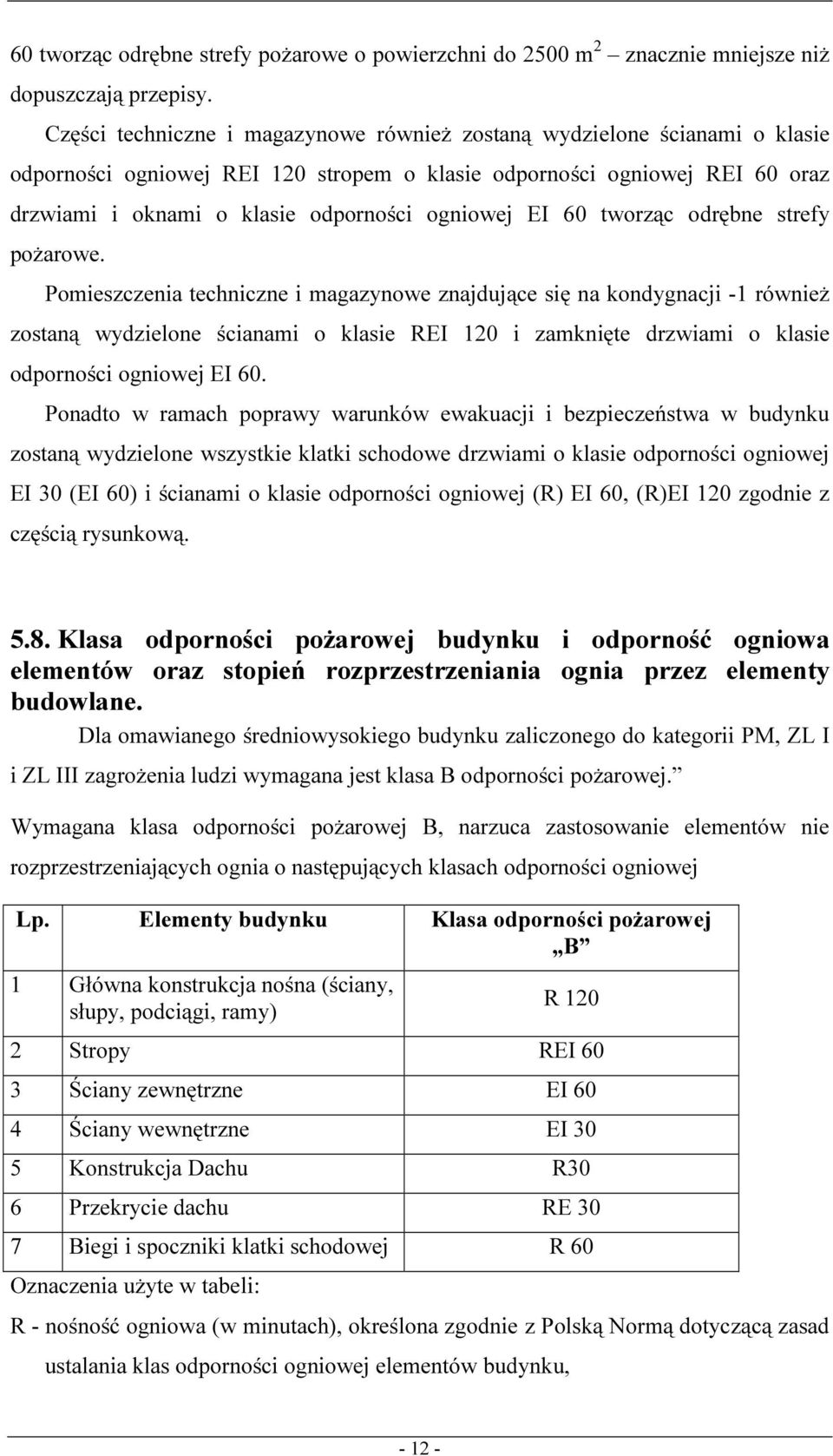 EI 60 tworząc odrębne strefy pożarowe.