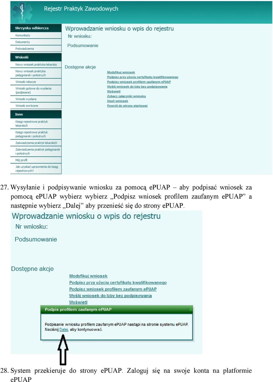 następnie wybierz Dalej aby przenieść się do strony epuap. 28.