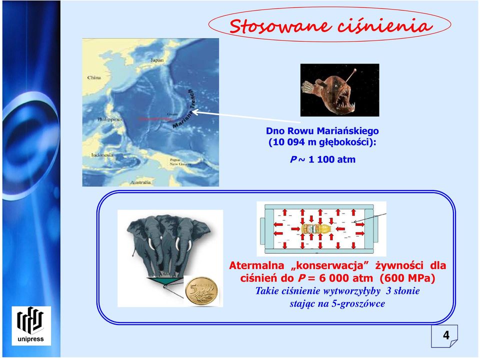 żywności dla ciśnień do P = 6 000 atm (600 MPa)