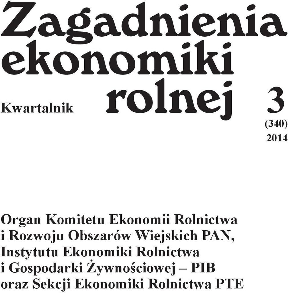 Wiejskich PAN, Instytutu Ekonomiki Rolnictwa i