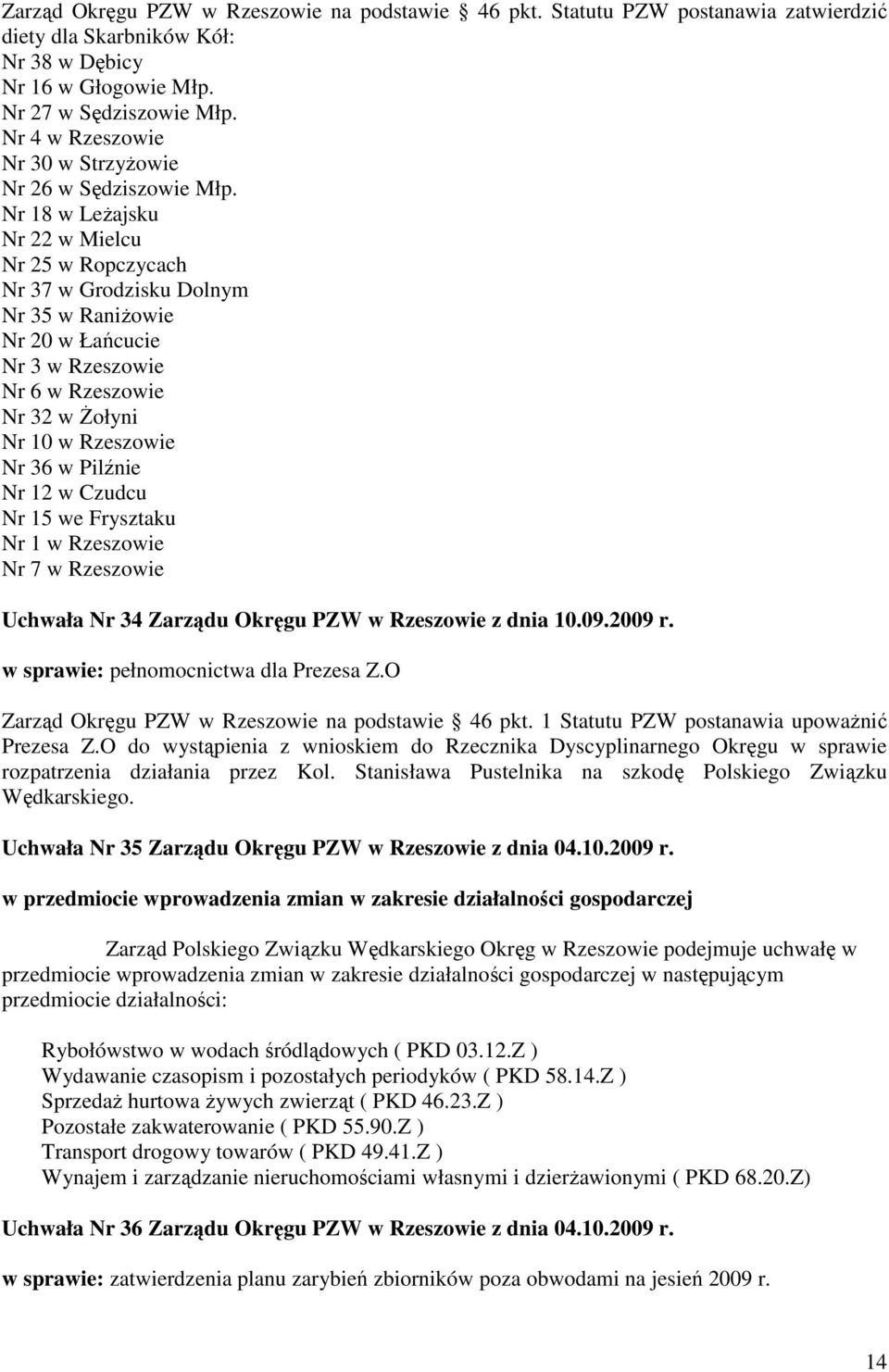 Nr 18 w LeŜajsku Nr 22 w Mielcu Nr 25 w Ropczycach Nr 37 w Grodzisku Dolnym Nr 35 w RaniŜowie Nr 20 w Łańcucie Nr 3 w Rzeszowie Nr 6 w Rzeszowie Nr 32 w śołyni Nr 10 w Rzeszowie Nr 36 w Pilźnie Nr 12