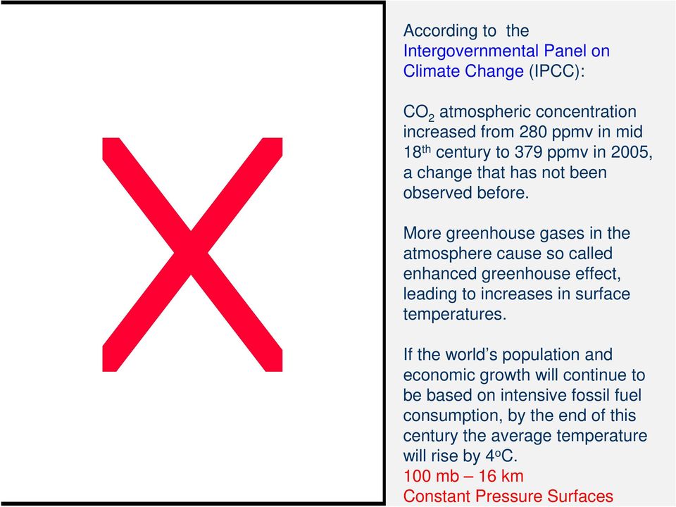 More greenhouse gases in the atmosphere cause so called enhanced greenhouse effect, leading to increases in surface temperatures.