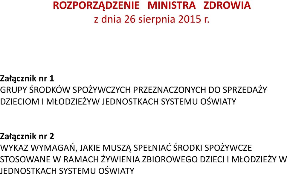 MŁODZIEŻYW JEDNOSTKACH SYSTEMU OŚWIATY Załącznik nr 2 WYKAZ WYMAGAŃ, JAKIE MUSZĄ