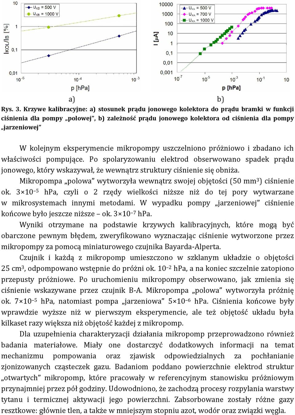 eksperymencie mikropompy uszczelniono próżniowo i zbadano ich właściwości pompujące.