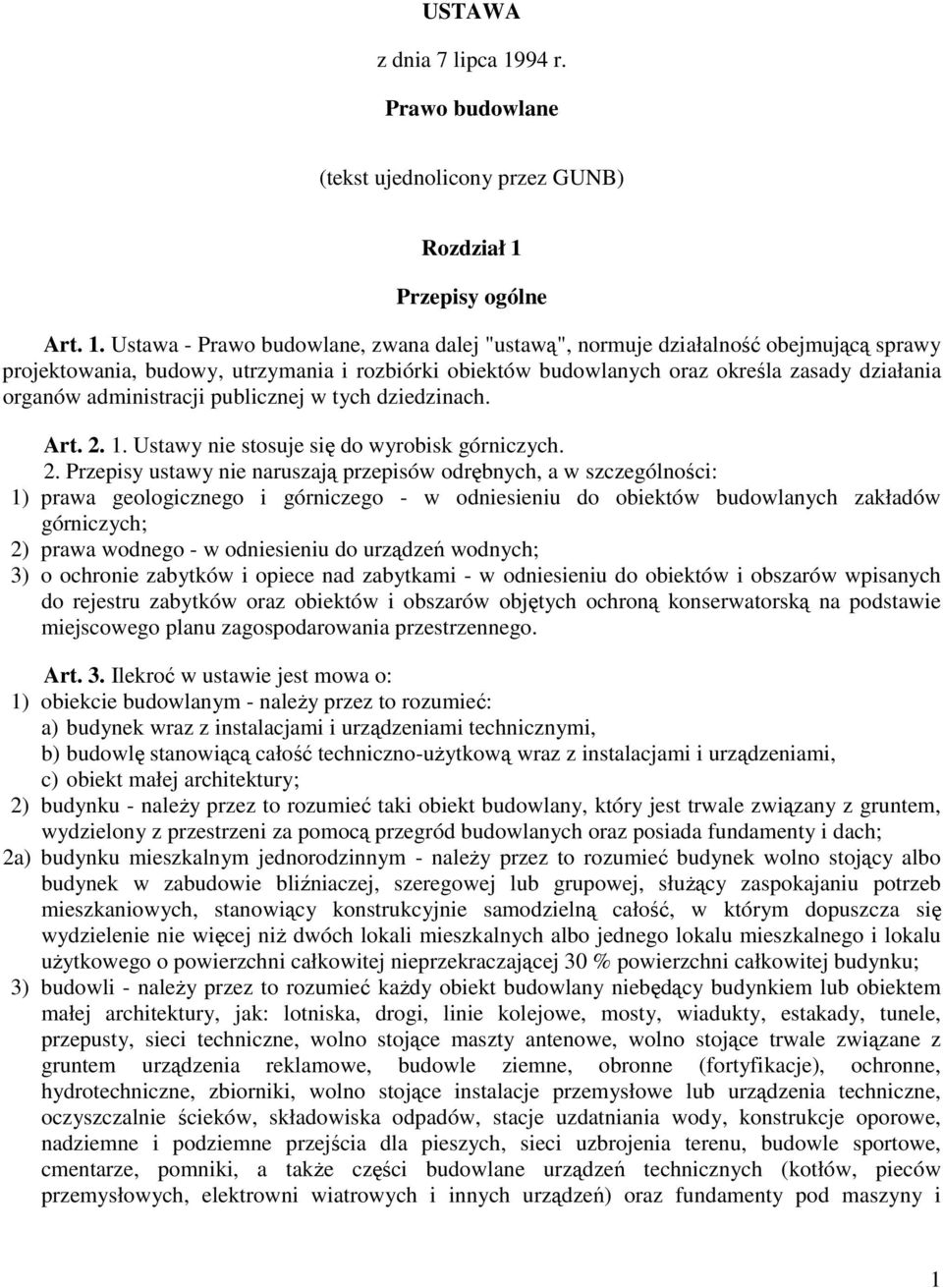 Przepisy ogólne Art. 1.