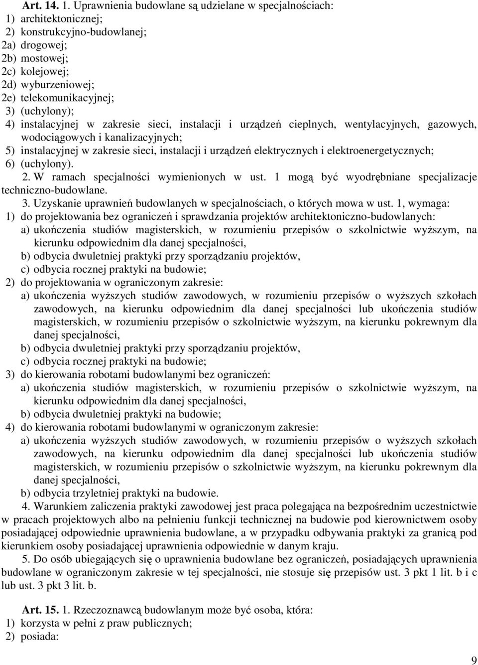 (uchylony); 4) instalacyjnej w zakresie sieci, instalacji i urządzeń cieplnych, wentylacyjnych, gazowych, wodociągowych i kanalizacyjnych; 5) instalacyjnej w zakresie sieci, instalacji i urządzeń