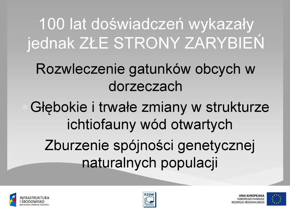 Głębokie i trwałe zmiany w strukturze ichtiofauny wód