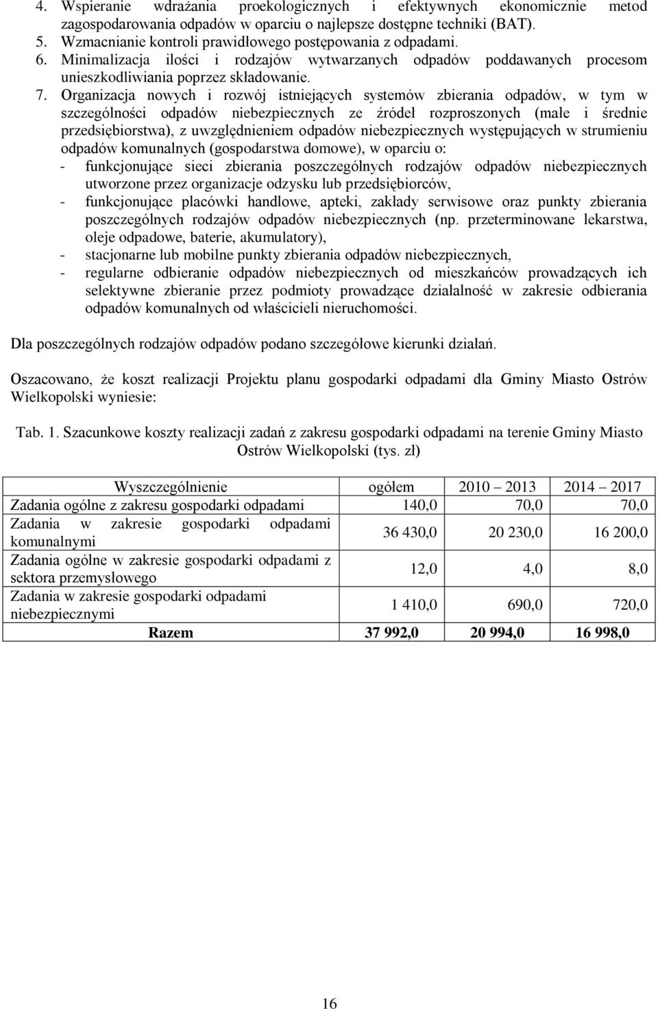 Organizacja nowych i rozwój istniejących systemów zbierania odpadów, w tym w szczególności odpadów niebezpiecznych ze źródeł rozproszonych (małe i średnie przedsiębiorstwa), z uwzględnieniem odpadów