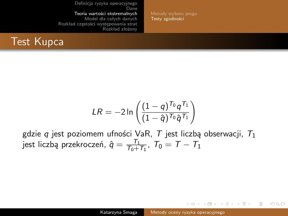 1 gdzie q jest poziomem ufności VaR, T jest liczbą