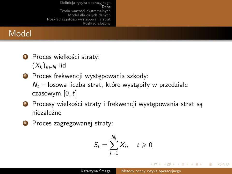 wystąpiły w przedziale czasowym [0, t] 3 Procesy wielkości straty i frekwencji