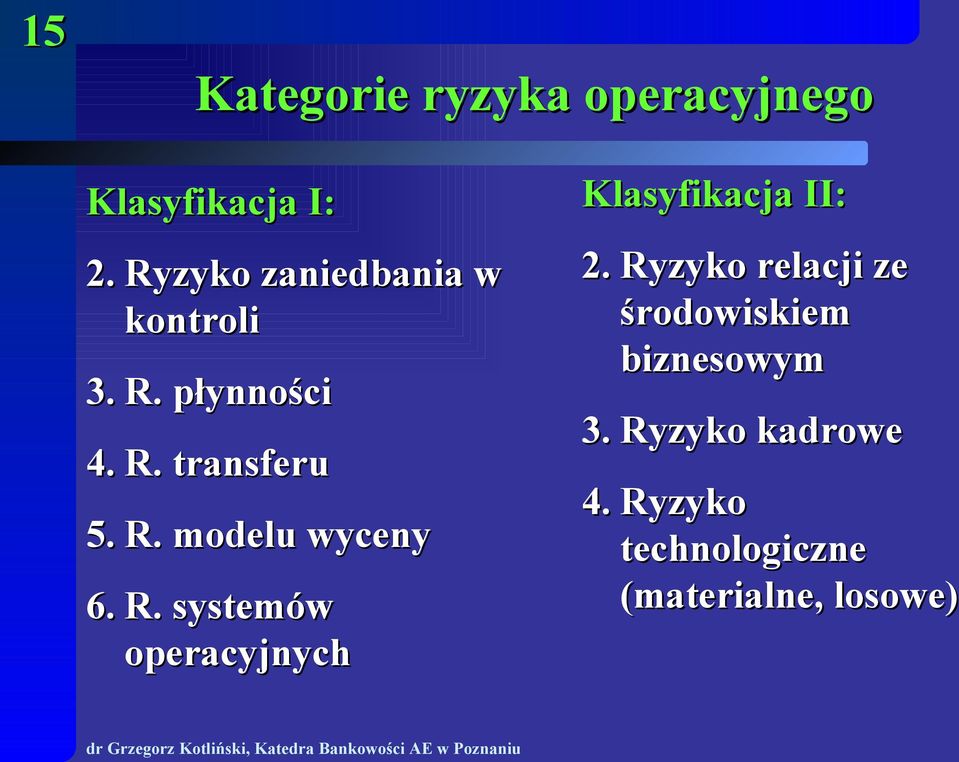 R. systemów operacyjnych Klasyfikacja II: 2.