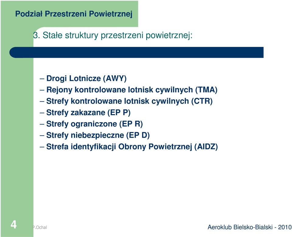 cywilnych (CTR) Strefy zakazane (EP P) Strefy ograniczone (EP R) Strefy