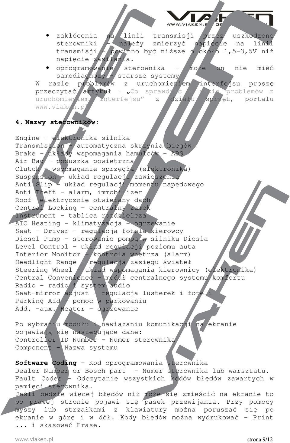 interfejsu z działu sprzęt, portalu www.viaken.pl 4.