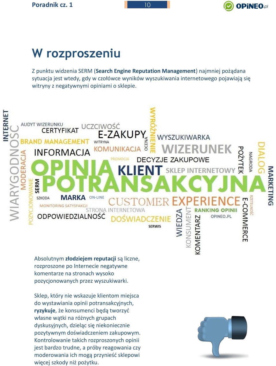 witryny z negatywnymi opiniami o sklepie. Absolutnym złodziejem reputacji są liczne, rozproszone po Internecie negatywne komentarze na stronach wysoko pozycjonowanych przez wyszukiwarki.