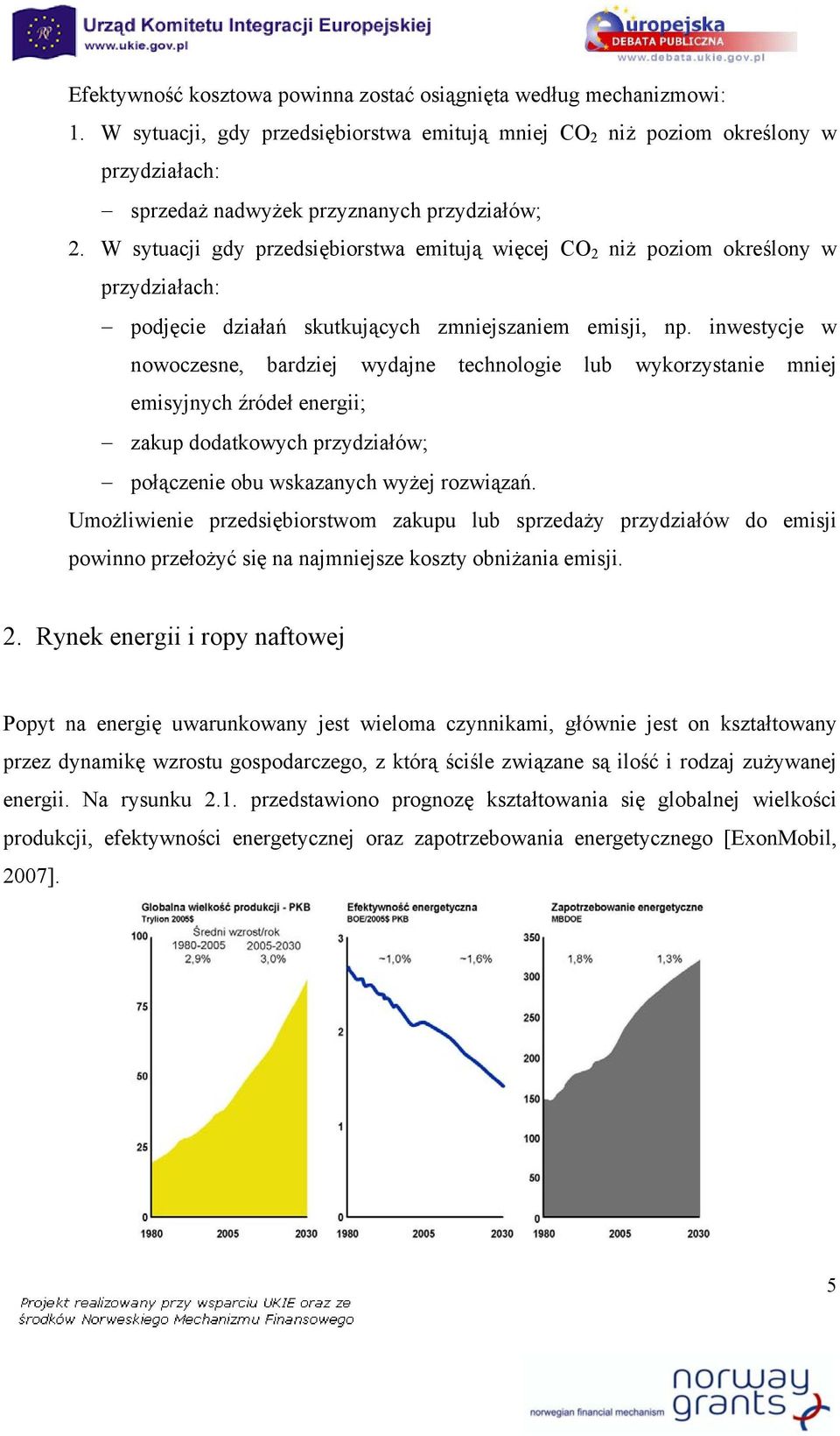 W sytuacji gdy przedsiębiorstwa emitują więcej CO 2 niż poziom określony w przydziałach: podjęcie działań skutkujących zmniejszaniem emisji, np.