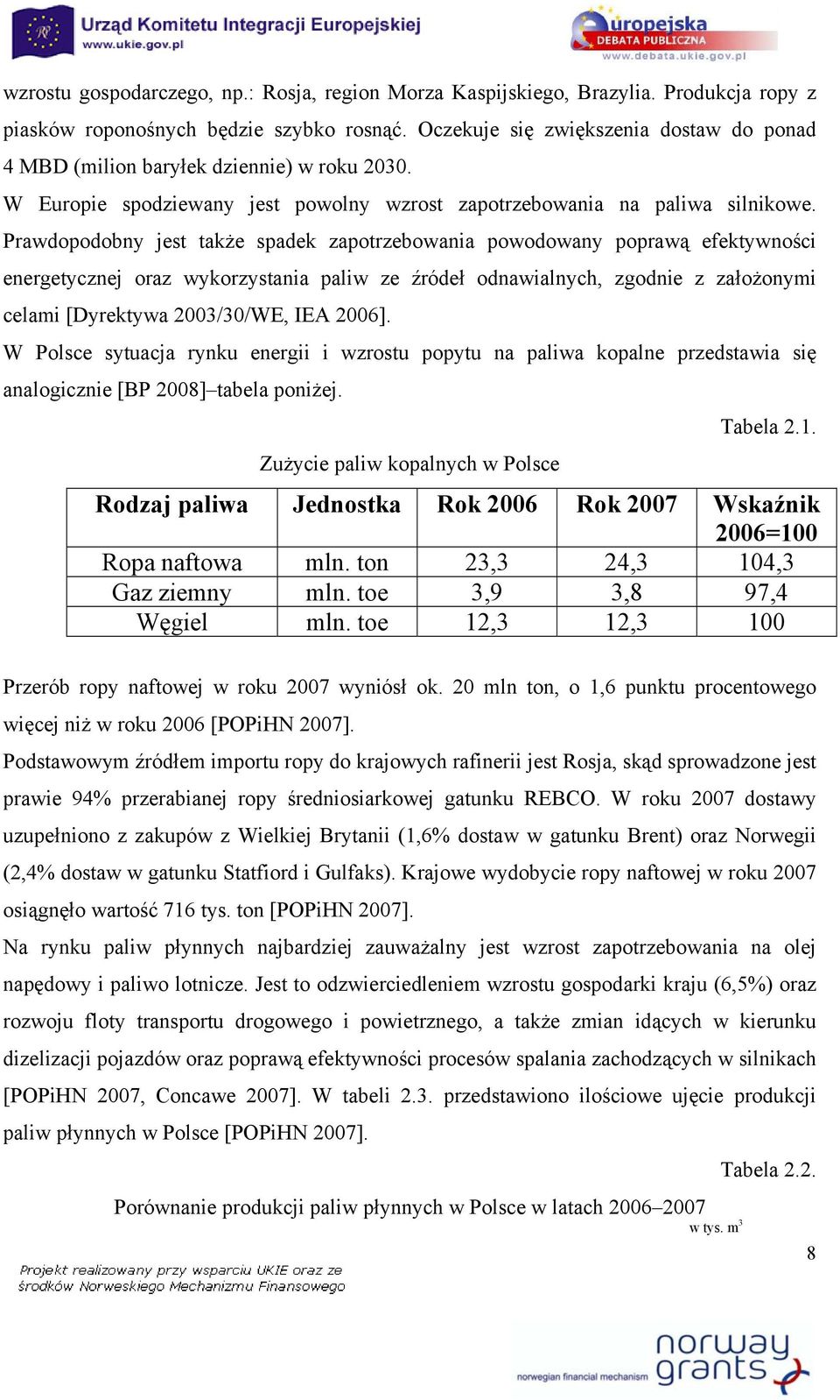 Prawdopodobny jest także spadek zapotrzebowania powodowany poprawą efektywności energetycznej oraz wykorzystania paliw ze źródeł odnawialnych, zgodnie z założonymi celami [Dyrektywa 2003/30/WE, IEA
