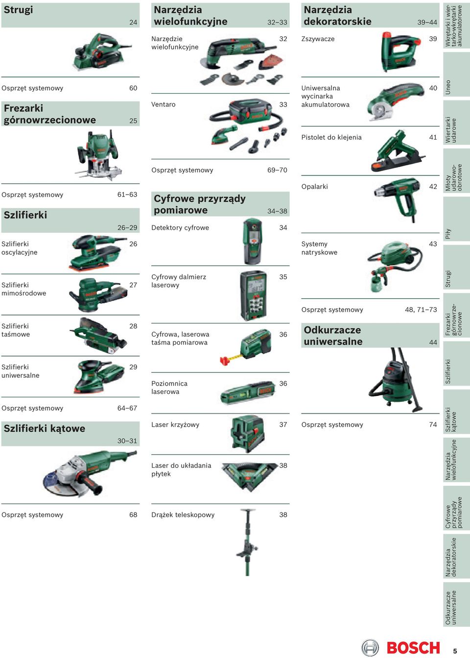 systemowy Cyfrowe przyrządy pomiarowe Detektory cyfrowe 69 70 34 3 34 Opalarki Systemy natryskowe 42 43 Młoty udarowoobrotowe Piły Szlifierki mimośrodowe 27 Cyfrowy dalmierz laserowy 35 Strugi