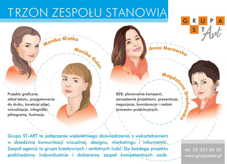 Magdalena Grochowska B2B, planowanie kampanii, zarządzenie projektami, prezentacje, negocjacje, koordynacja i nadzór procesów produkcyjnych.