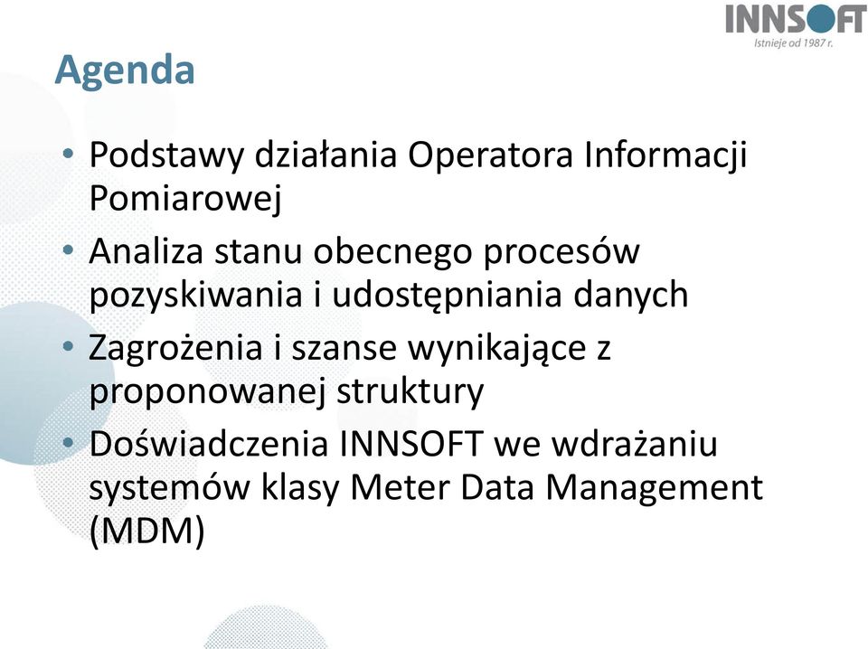 danych Zagrożenia i szanse wynikające z proponowanej struktury