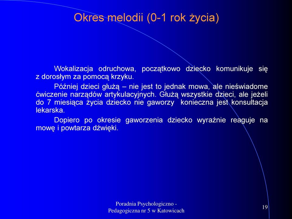 Później dzieci głużą nie jest to jednak mowa, ale nieświadome ćwiczenie narządów artykulacyjnych.