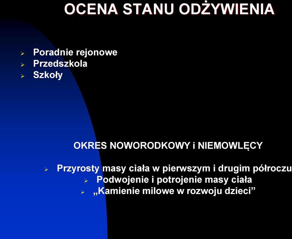 ciała w pierwszym i drugim półroczu Podwojenie i
