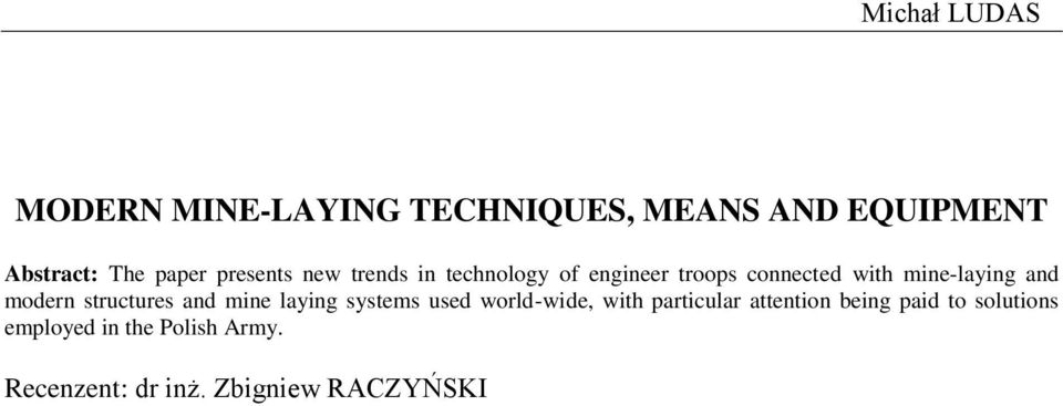 modern structures and mine laying systems used world-wide, with particular attention