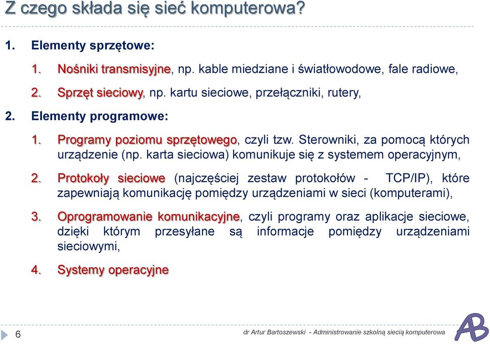 karta sieciowa) komunikuje się z systemem operacyjnym, 2.