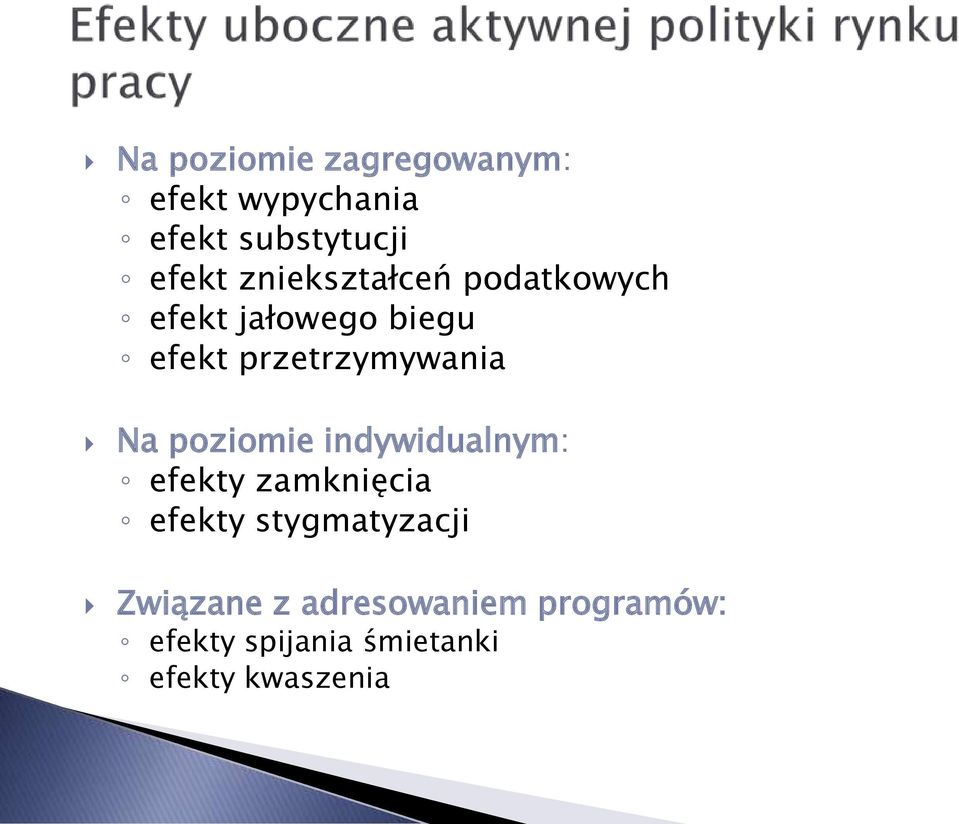 Na poziomie indywidualnym: efekty zamknięcia efekty stygmatyzacji