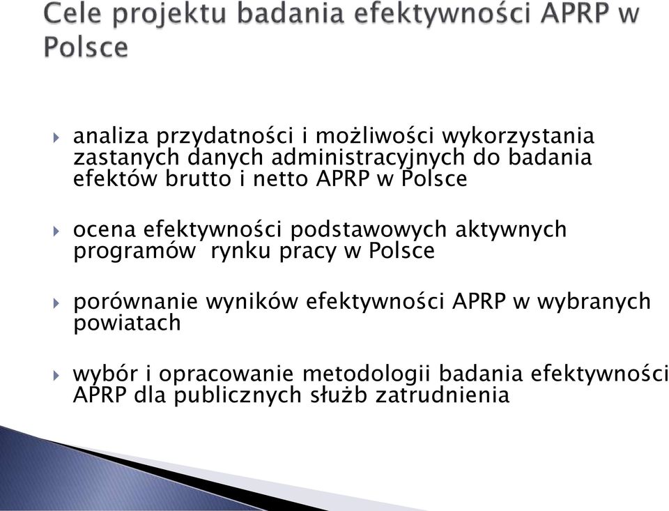 programów rynku pracy w Polsce porównanie wyników efektywności APRP w wybranych