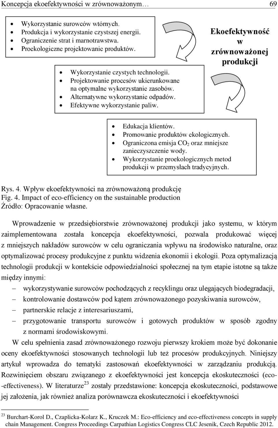 Ekoefektywność w zrównoważonej produkcji Edukacja klientów. Promowanie produktów ekologicznych. Ograniczona emisja CO 2 oraz mniejsze zanieczyszczenie wody.
