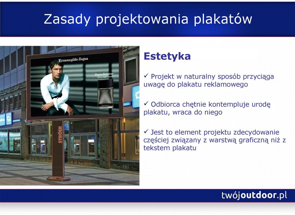 plakatu, wraca do niego Jest to element projektu