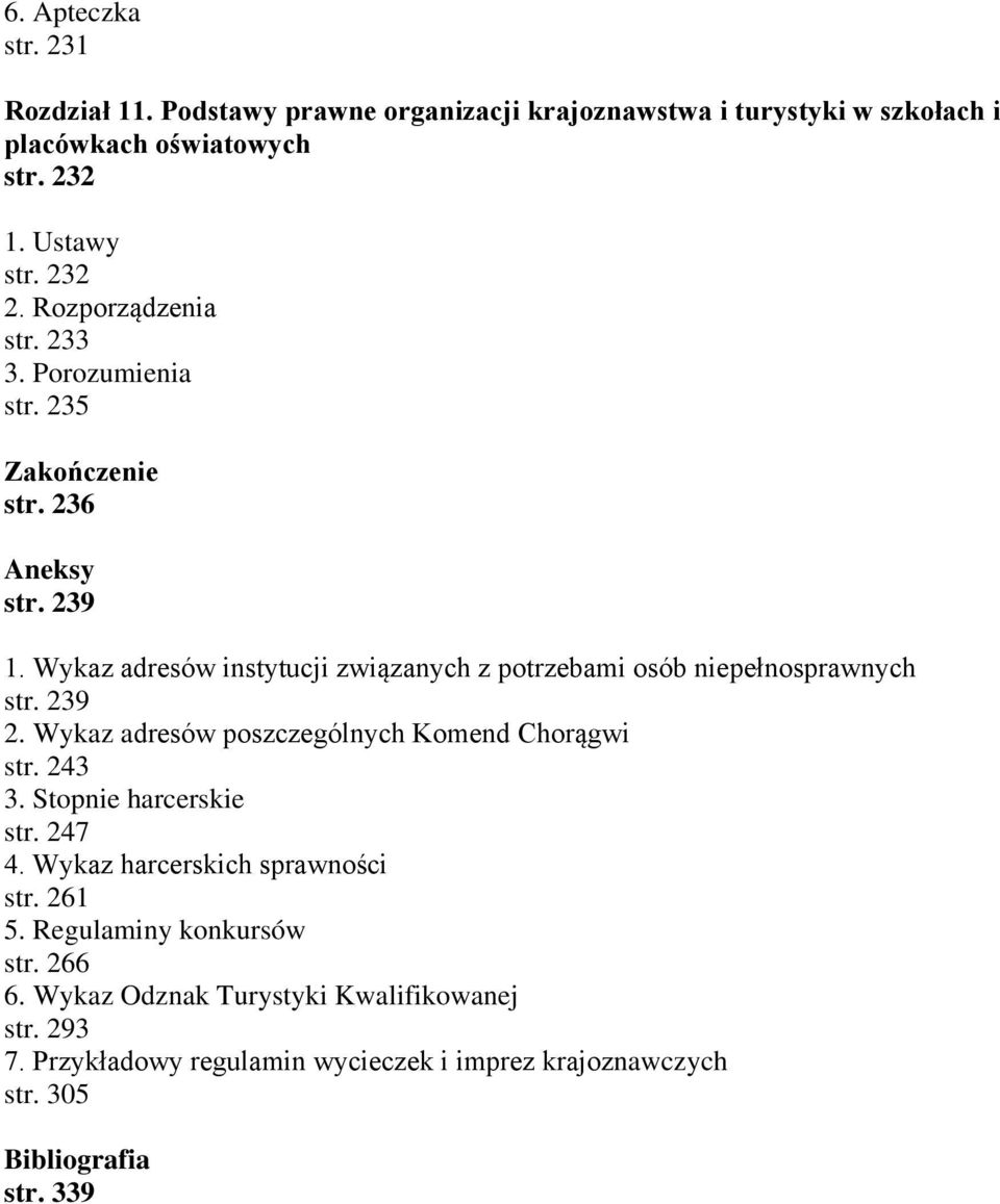 Wykaz adresów instytucji związanych z potrzebami osób niepełnosprawnych str. 239 2. Wykaz adresów poszczególnych Komend Chorągwi str. 243 3.