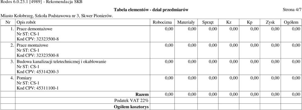 Prace monta owe Kod CPV: 32323500-8 3.