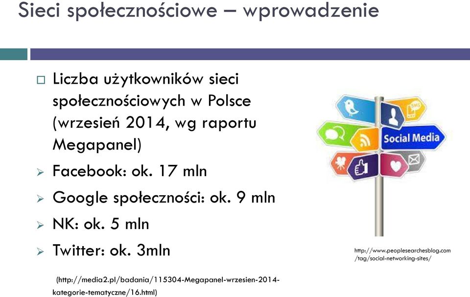 9 mln NK: ok. 5 mln Twitter: ok. 3mln http://www.peoplesearchesblog.