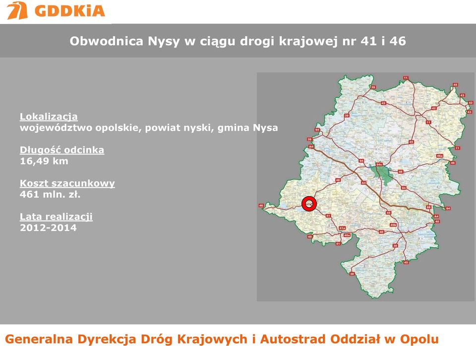 nyski, gmina Nysa Długość odcinka 16,49 km