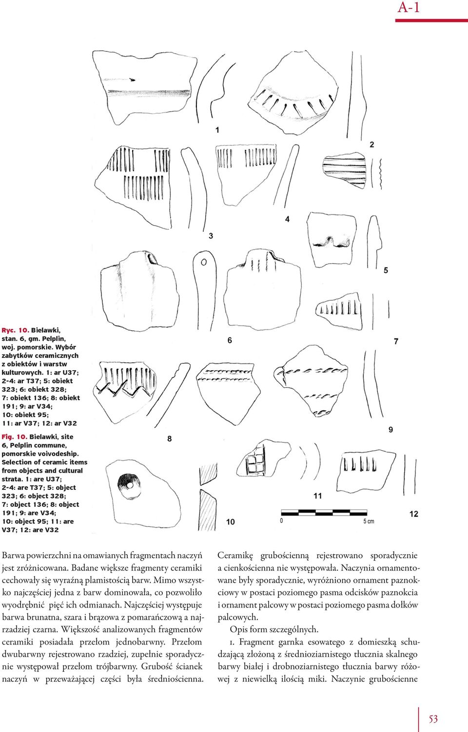 Selection of ceramic items from objects and cultural strata.