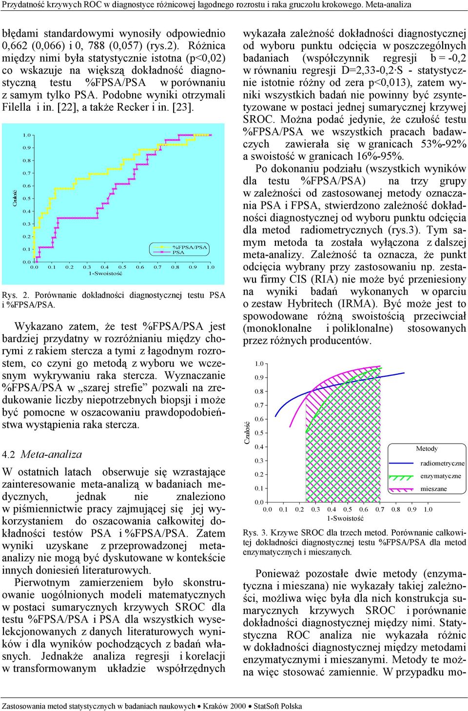 [22], a także Recker i in. [23]. Czułość 1.0 0.9 0.8 0.7 0.6 0.5 0.4 0.3 0.2 0.1 %FPSA/PSA PSA 0.0 0.0 0.1 0.2 0.3 0.4 0.5 0.6 0.7 0.8 0.9 1.0 1-Swoistość Rys. 2.