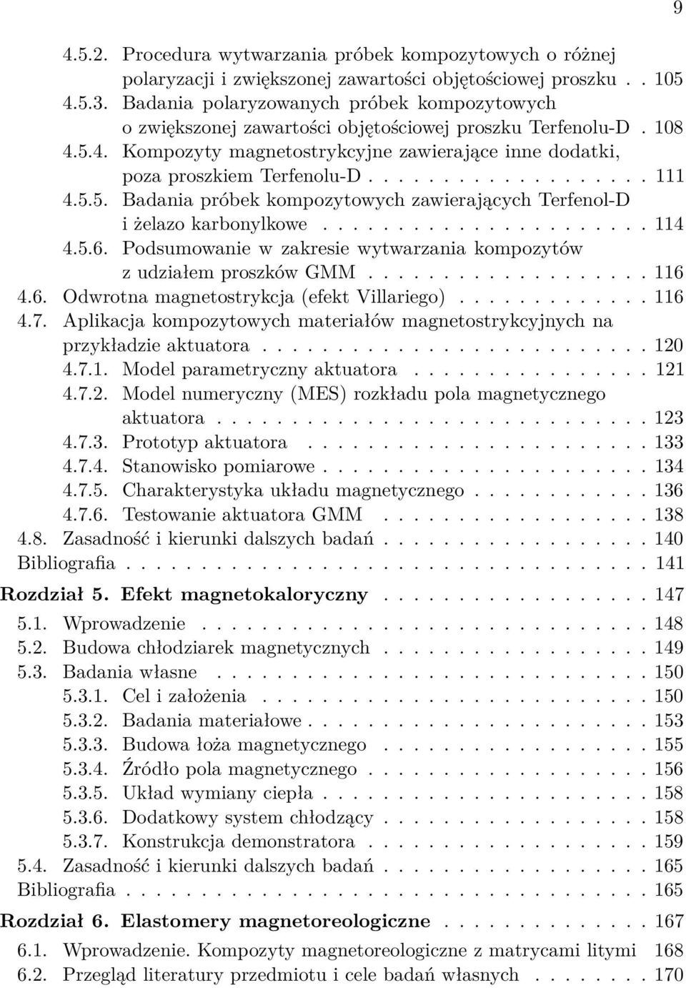 .................. 111 4.5.5. Badania próbek kompozytowych zawierających Terfenol-D i żelazo karbonylkowe...................... 114 4.5.6.