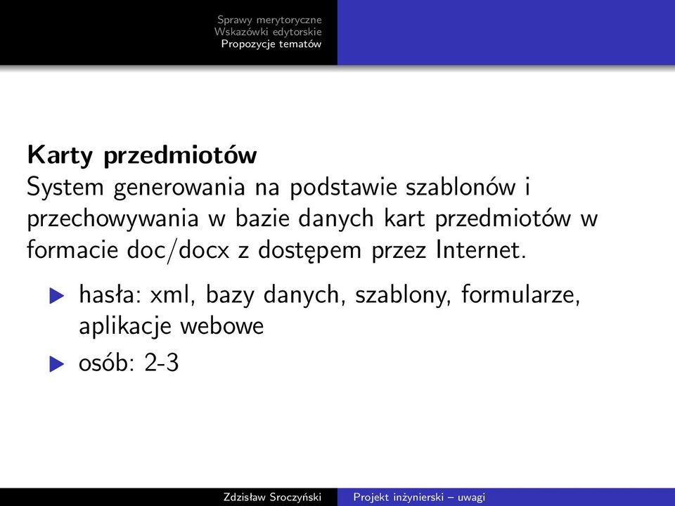 przedmiotów w formacie doc/docx z dostępem przez Internet.